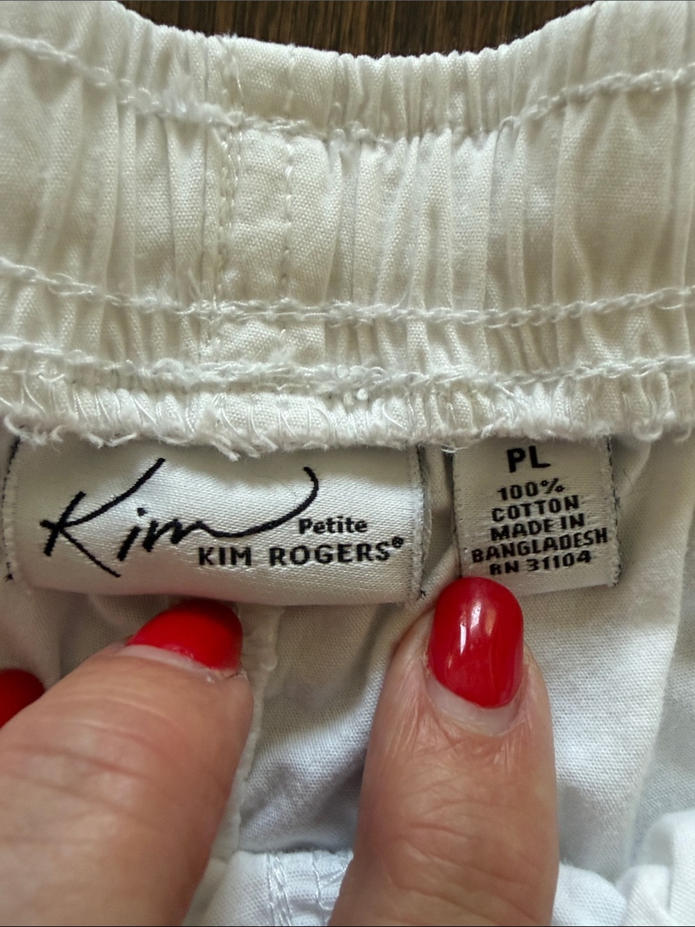 KIM ROGERS PETITE WHITE COTTON CROPPED CAPRI PANTS Elastic Drawstring Waist - Picture 10 of 11